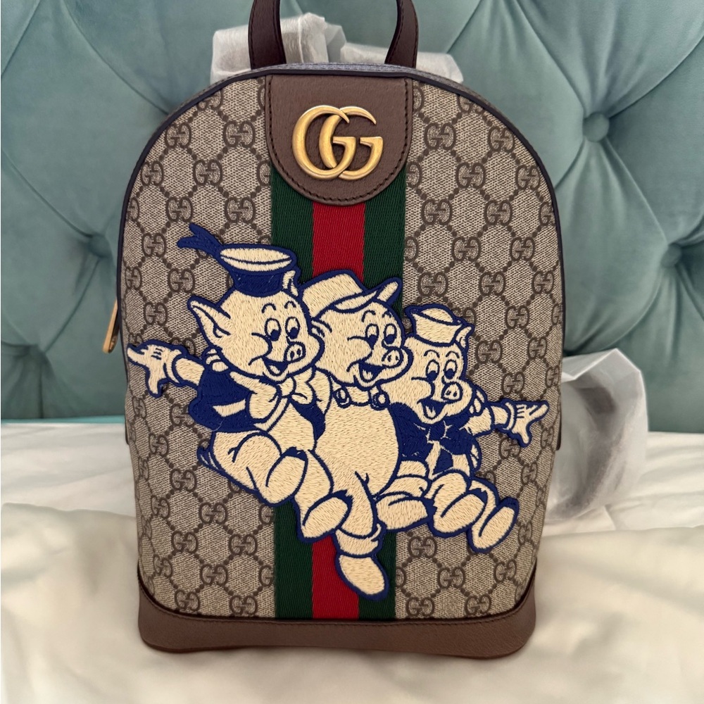 Gucci GG Supreme Ophidia Three Little Pigs Mini Backpack